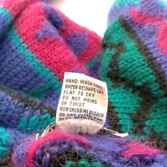 Gallagher Sweater Womens M Crew Neck Striped Vintage 1990s Retro Mohair Blend - Picture 7 of 12